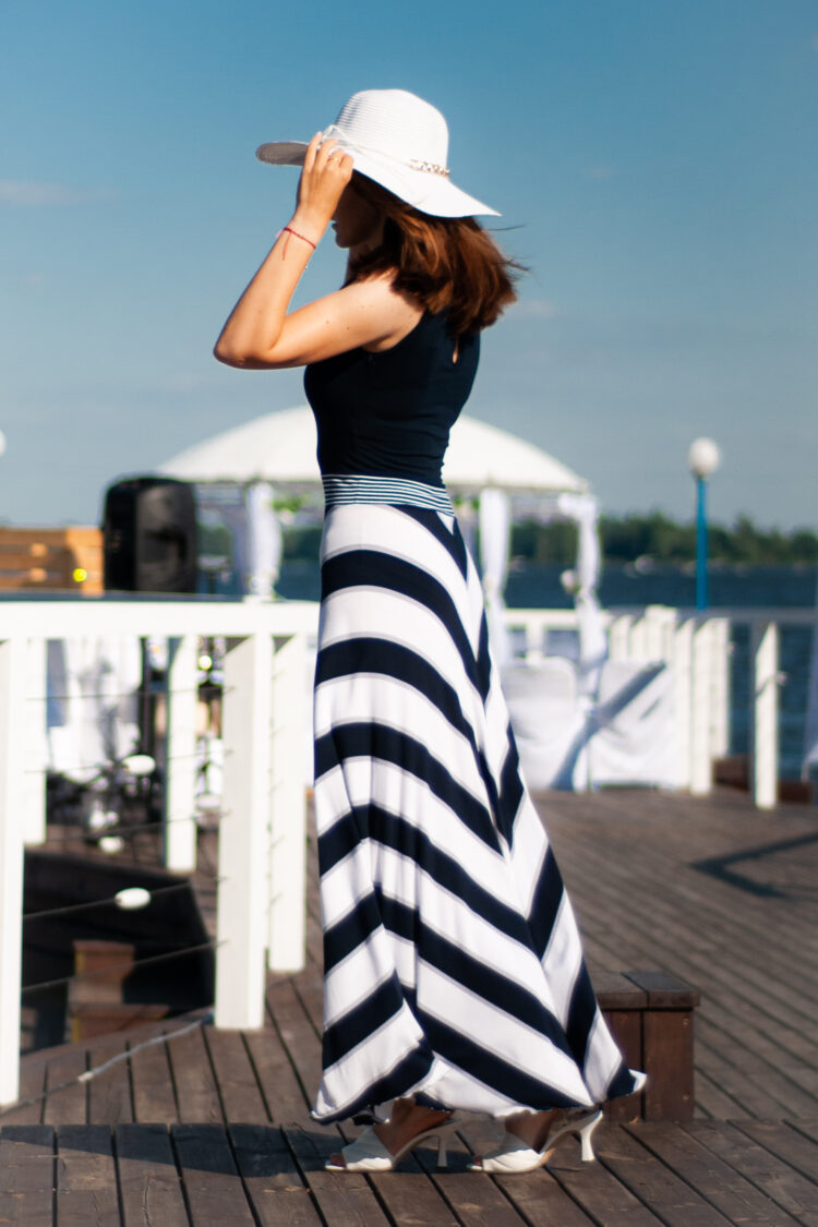 Long airy dress in nautical style - VIRNA (1106) zdjęcie 8