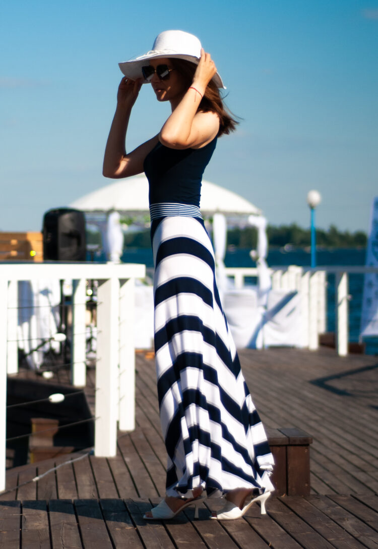 Long airy dress in nautical style - VIRNA (1106) zdjęcie 3