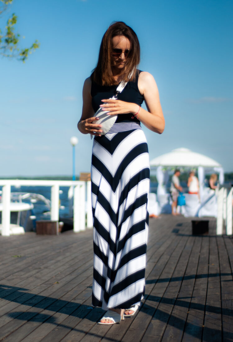 Long airy dress in nautical style - VIRNA (1106) zdjęcie 2