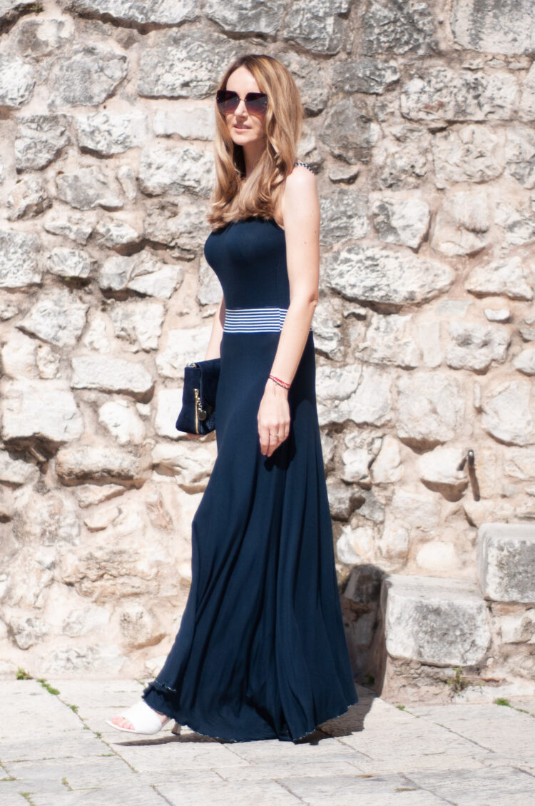 Long navy blue dress - EDITA 2 (1118-1) zdjęcie 2