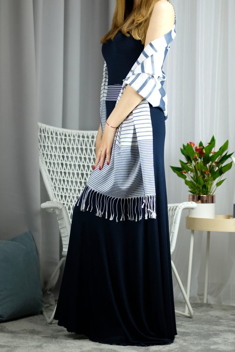 Long navy blue dress - EDITA 2 (1118-1) zdjęcie 5