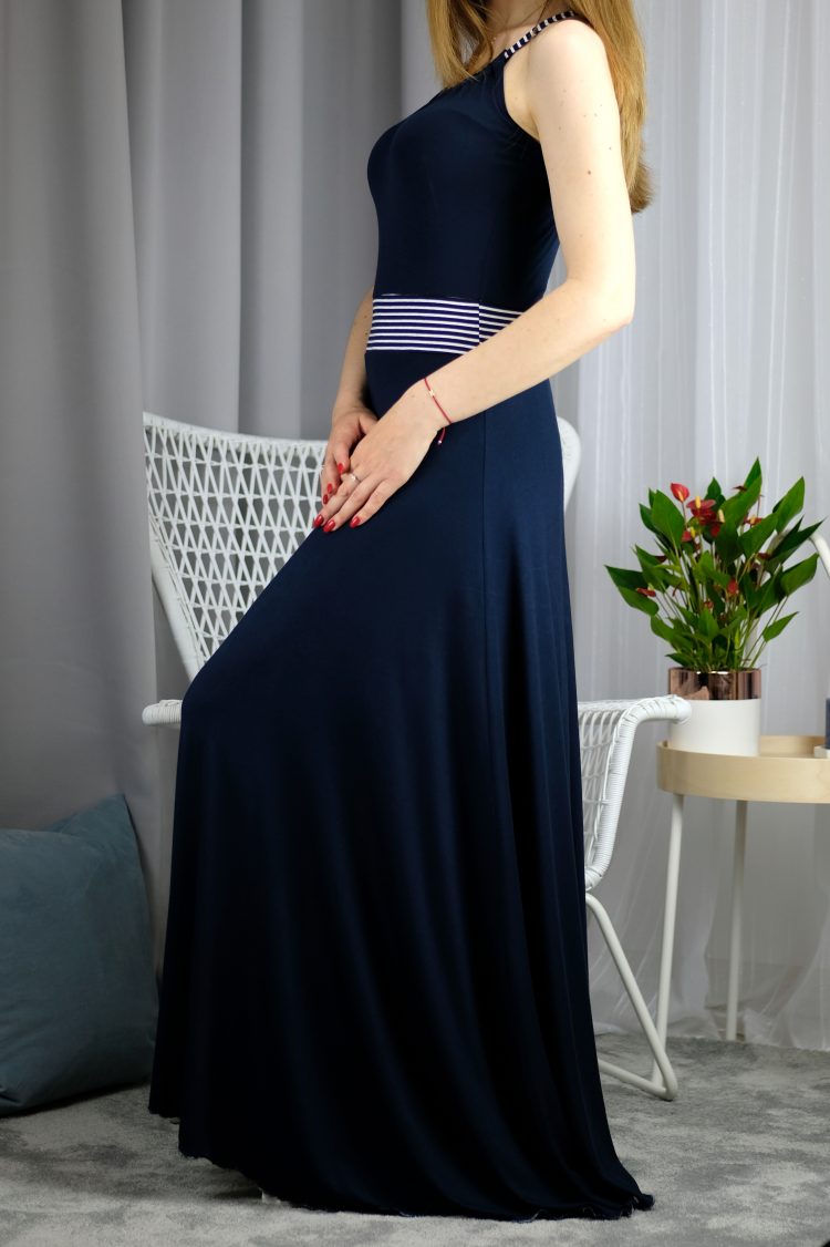 Long navy blue dress - EDITA 2 (1118-1) zdjęcie 8