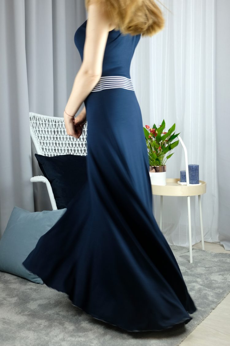 Long navy blue dress - EDITA 2 (1118-1) zdjęcie 3