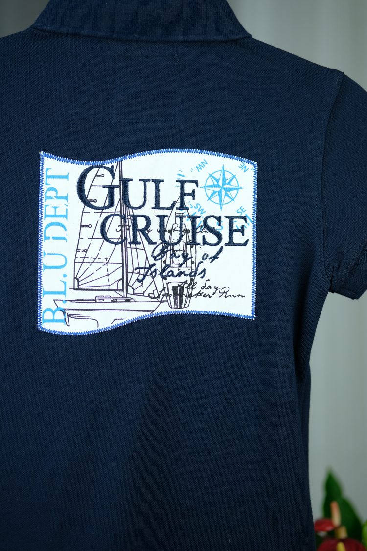 Navy blue polo shirt with nautical print (0187-6) zdjęcie 3