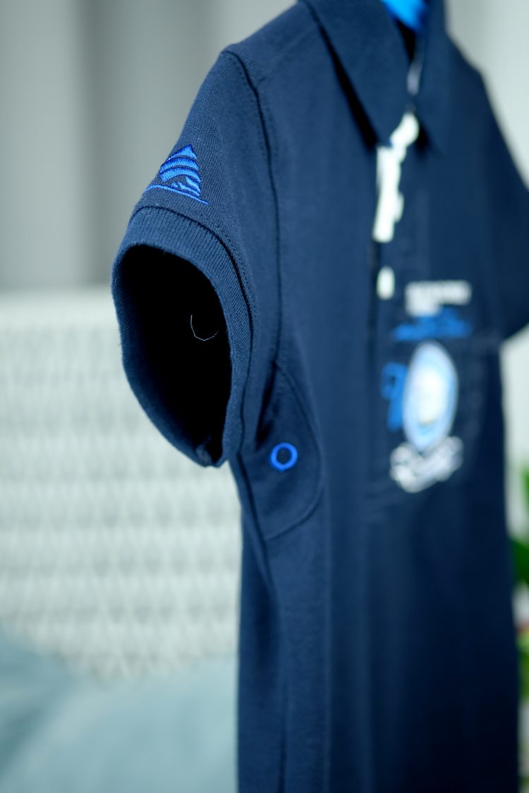 Navy blue polo shirt with nautical print (0187-6) zdjęcie 4