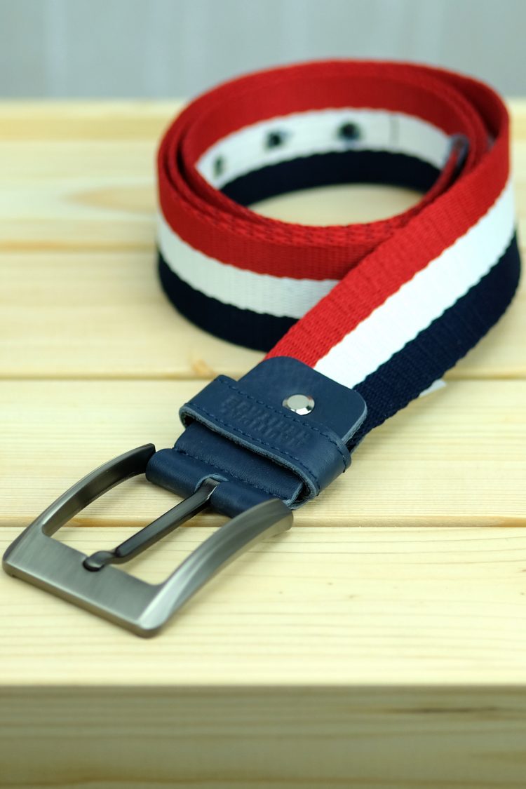 Belt in navy blue, red and white - 110 cm (0530-11) zdjęcie 1