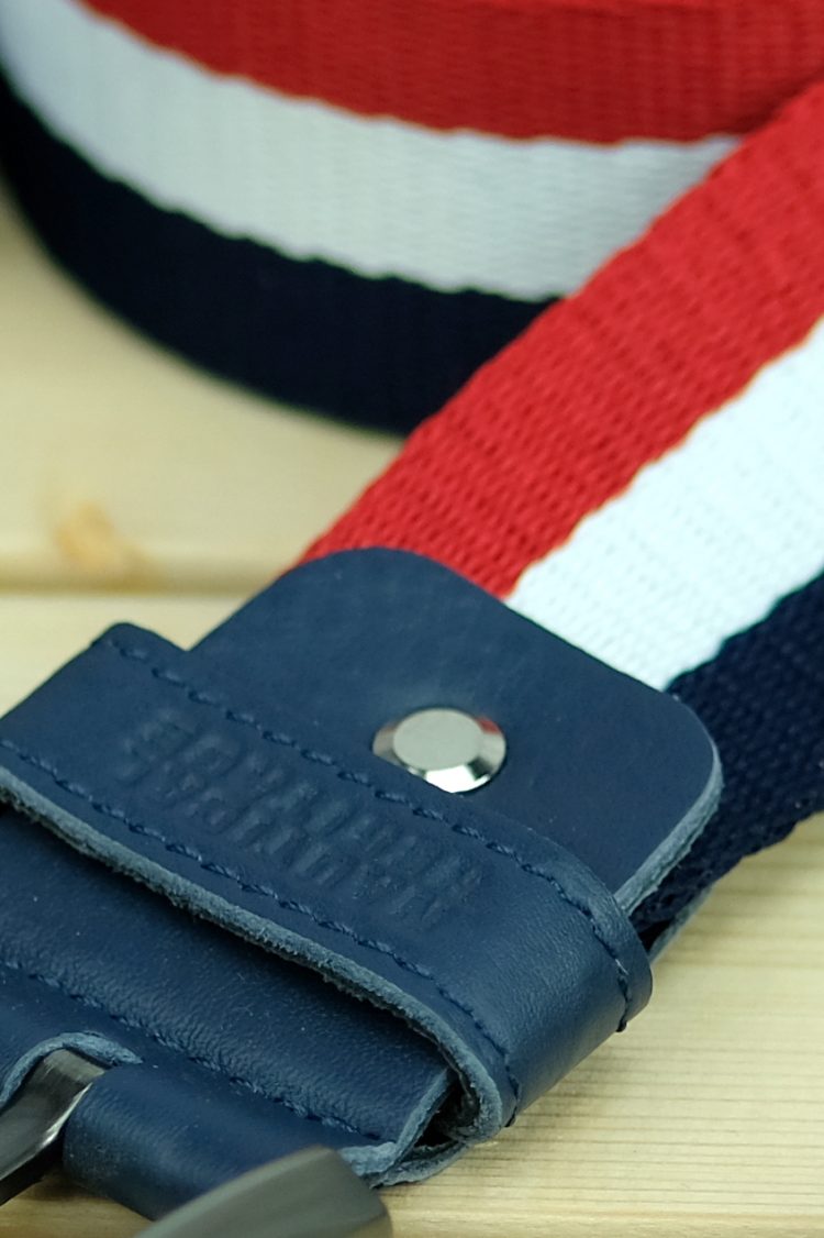 Belt in navy blue, red and white - 110 cm (0530-11) zdjęcie 2