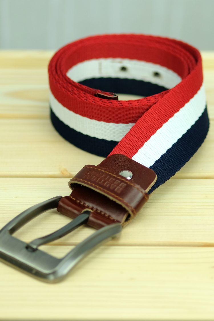 Belt in navy blue, red and white - 118 cm (0530-13) zdjęcie 1