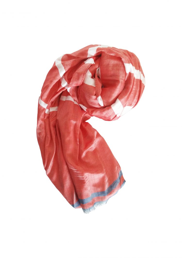 Marine-style scarf in shades of red (0600-20) zdjęcie 3