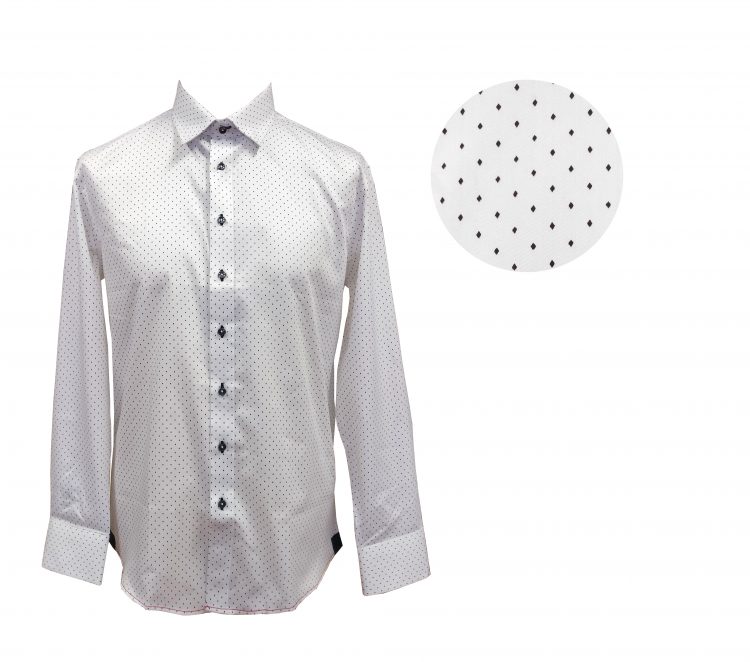 White long-sleeved shirt with fine dots (0690-2) zdjęcie 9