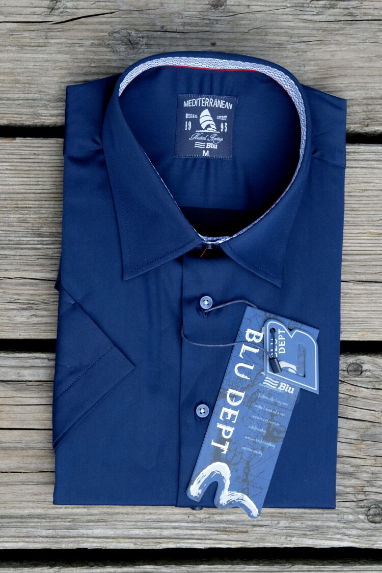Navy blue short-sleeved shirt (0691-1) zdjęcie 1