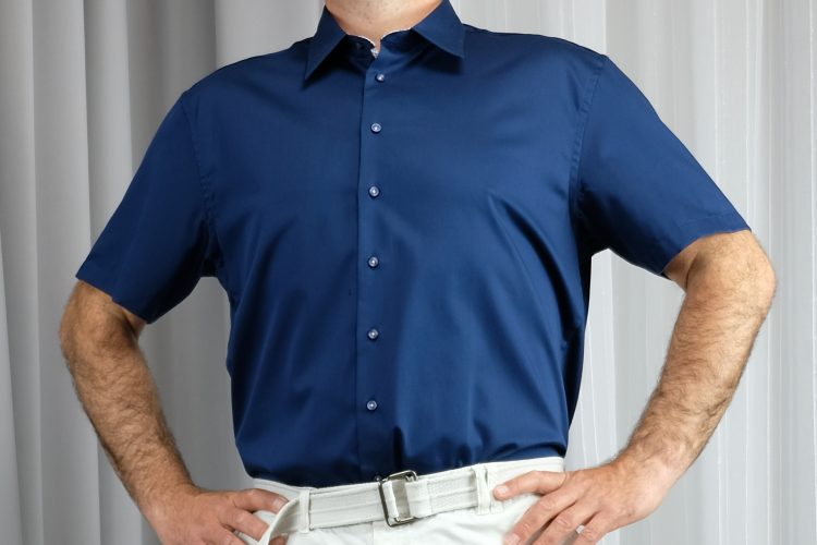 Navy blue short-sleeved shirt (0691-1) zdjęcie 4