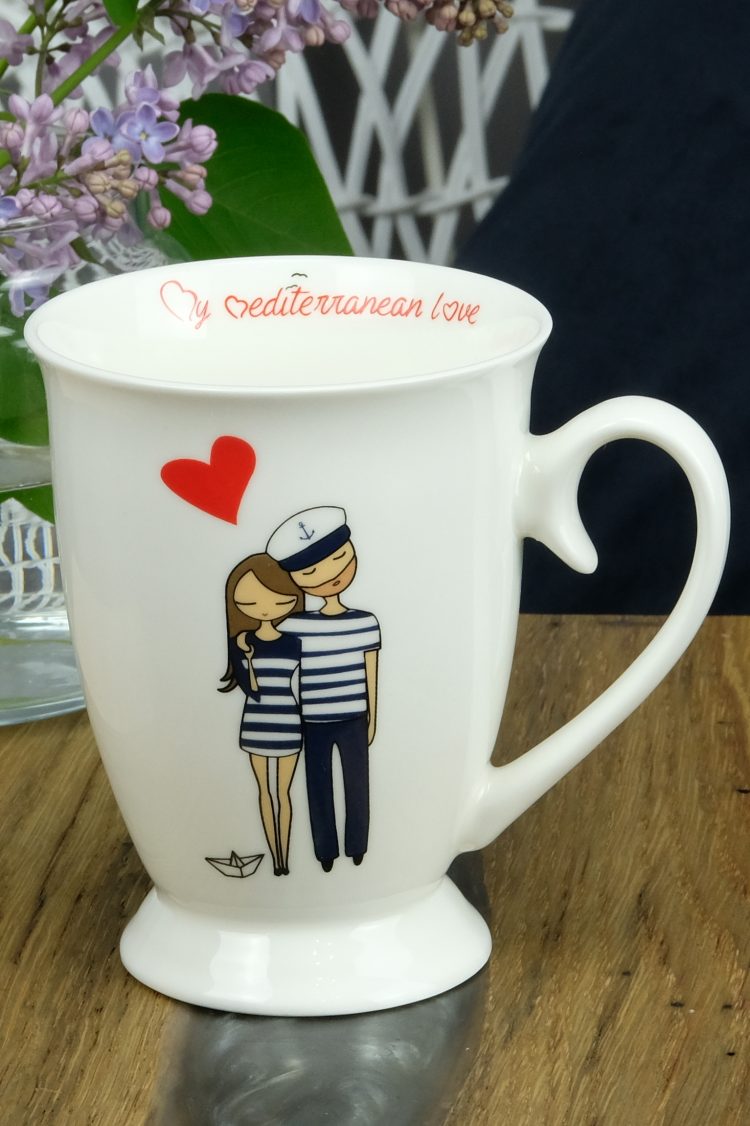Porcelain mug with nautical graphics (0723-6) zdjęcie 1