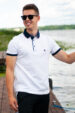 White classic polo shirt with navy blue collar (0779-2) miniaturka 3
