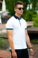 White classic polo shirt with navy blue collar (0779-2) miniaturka 5