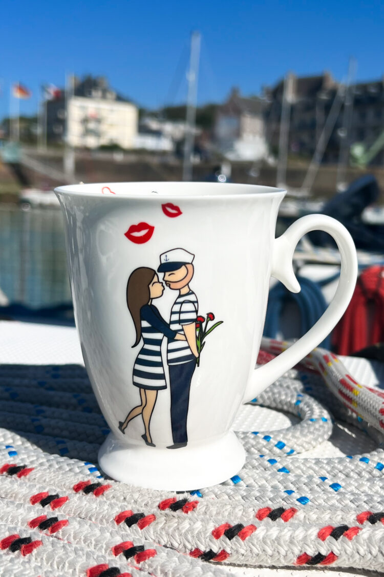 Porcelain mug with nautical graphics (0723-4) zdjęcie 1
