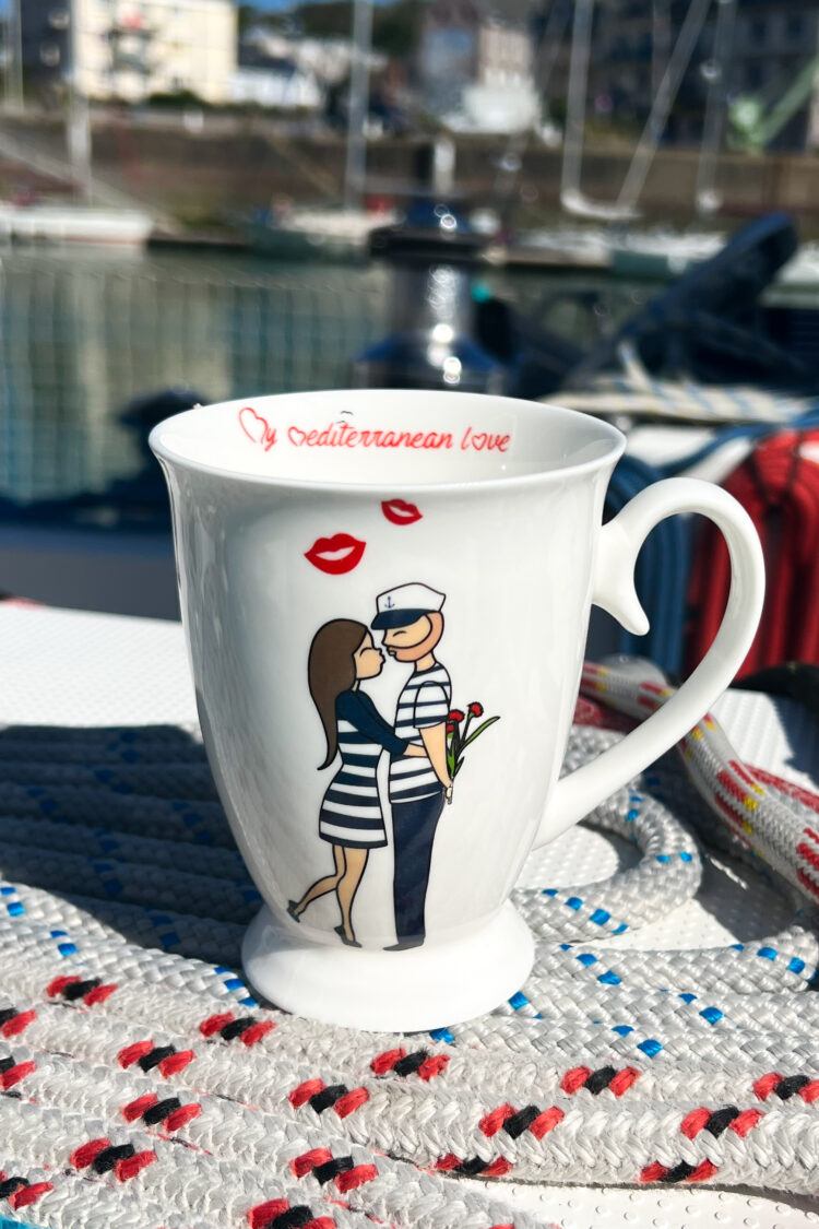 Porcelain mug with nautical graphics (0723-4) zdjęcie 3