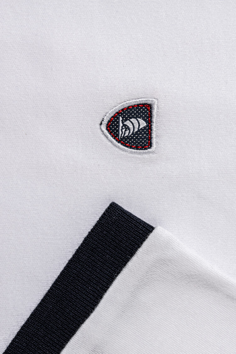 White BLU polo shirt with navy blue collar (0779-2) zdjęcie 3