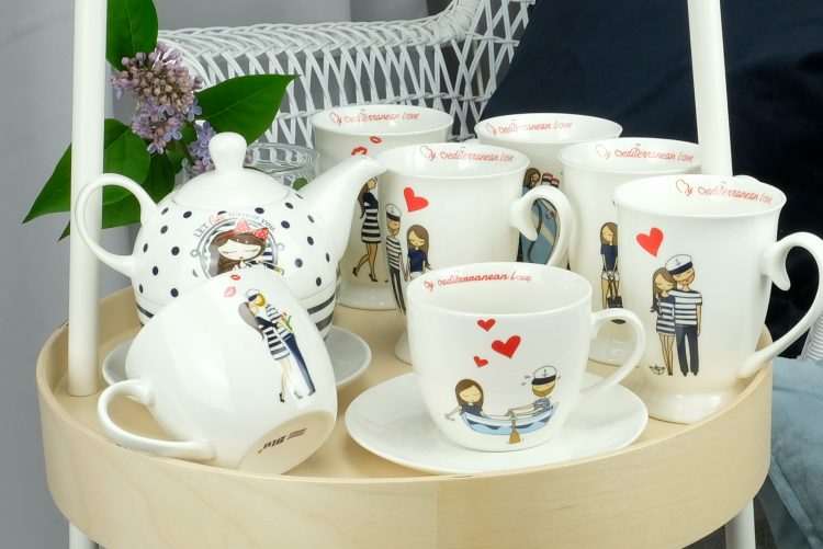 Porcelain teacup with nautical graphics (0729-3) zdjęcie 4
