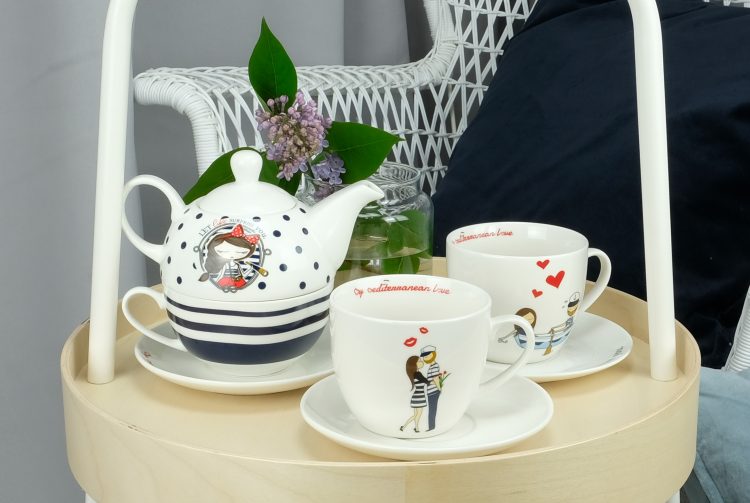Porcelain teacup with nautical graphics (0729-3) zdjęcie 3