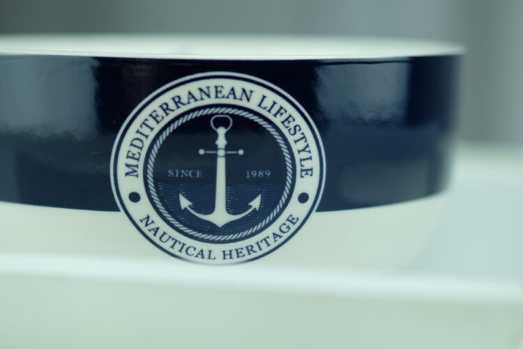 Porcelain bowl with navy blue nautical accents (0725-5) zdjęcie 6