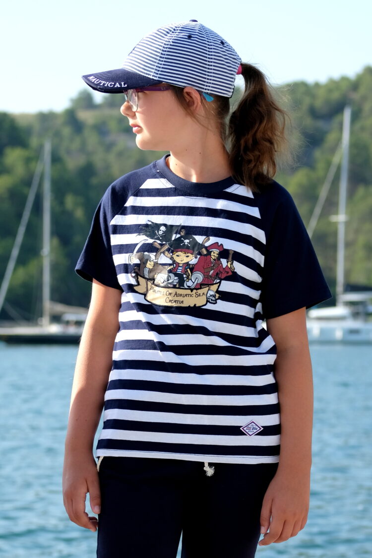 Children's t-shirt with short navy blue sleeves (0197-3) zdjęcie 1