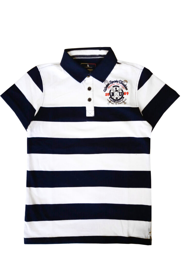 White and navy striped polo shirt (0187-5) zdjęcie 6