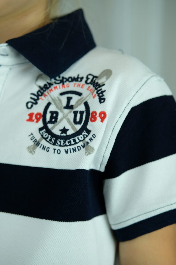 White and navy striped polo shirt (0187-5) zdjęcie 4