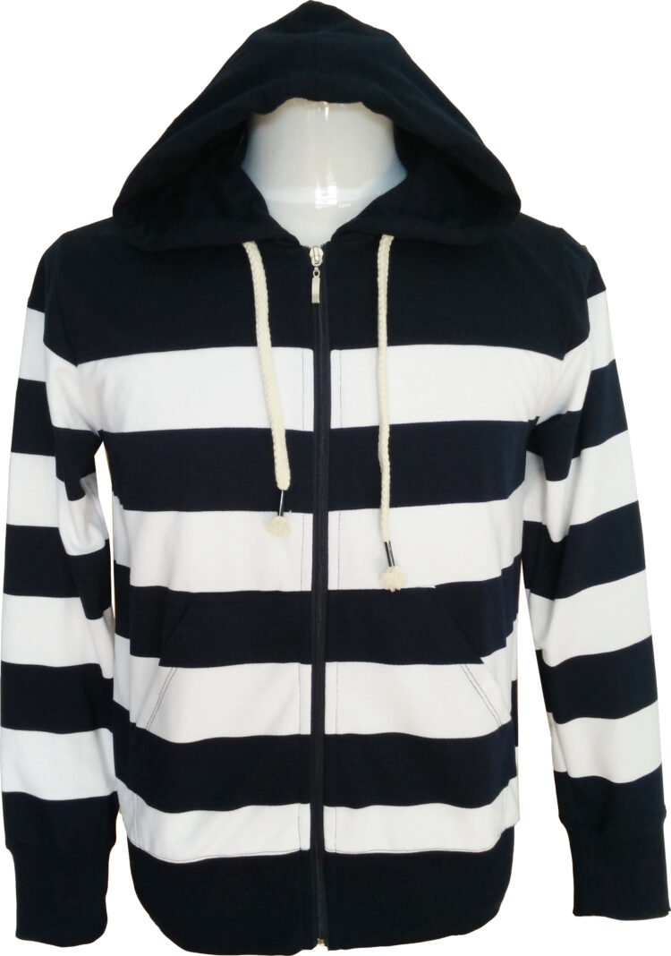 Navy blue and white striped hooded sweatshirt (0672-1) zdjęcie 10