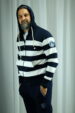 Navy blue and white striped hooded sweatshirt (0672-1) miniaturka 1