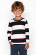 Dziecięca koszulka BLU z długim rękawem – biało-granatowe pasy z czerwonymi akcentami, unisex (0180) miniaturka 1