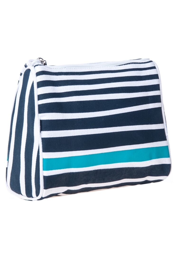Cosmetic bag with white and navy stripes (0317-13) zdjęcie 3