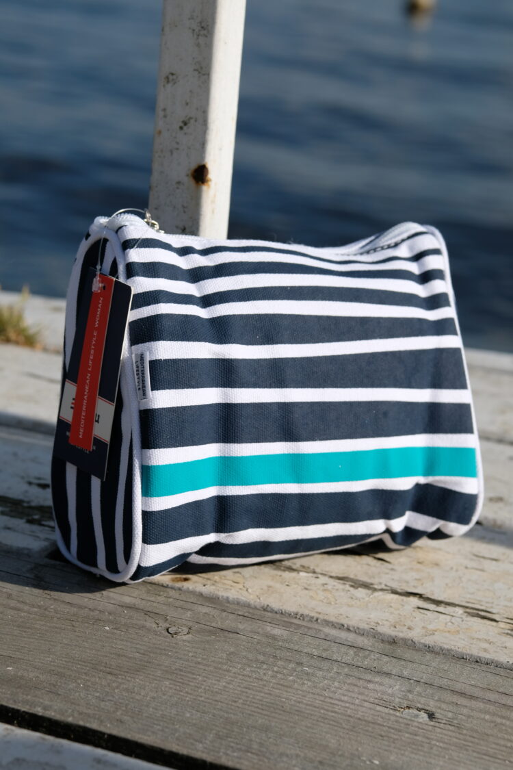 Cosmetic bag with white and navy stripes (0317-13) zdjęcie 1