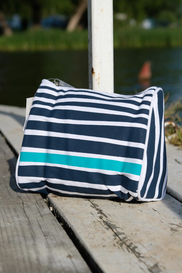Cosmetic bag with white and navy stripes (0317-13) zdjęcie 2