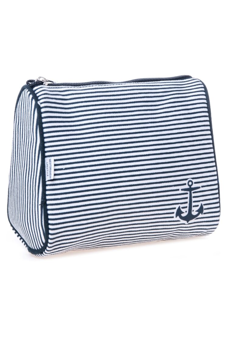 Blue and white striped cosmetic bag (0317-3) zdjęcie 3