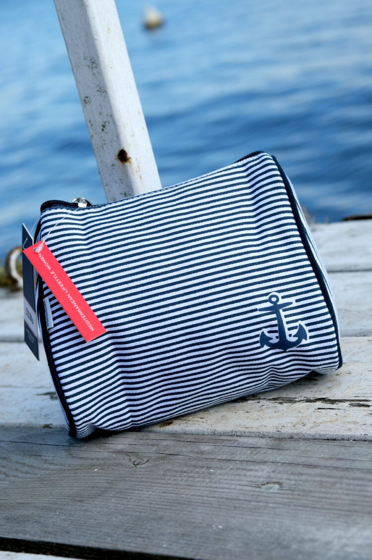 Blue and white striped cosmetic bag (0317-3) zdjęcie 1