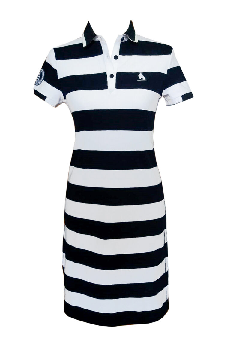 Polo dress with white and navy stripes (1372-1) zdjęcie 3