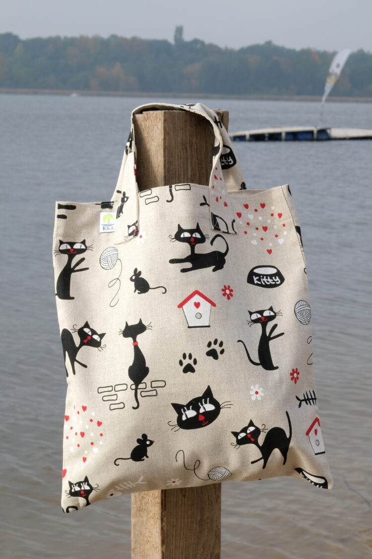 Bawełniana torba zakupowa K&A - koty (1117) zdjęcie 1