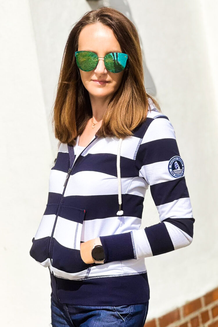 Blouse with white and navy stripes (0668-1) zdjęcie 3