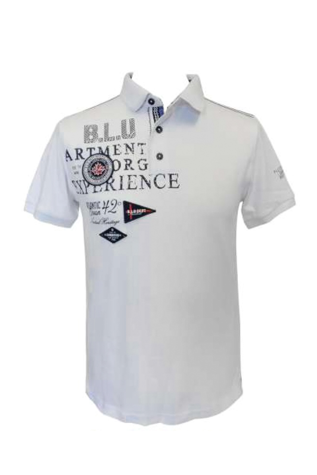 White nautical polo shirt (0778-2) zdjęcie 1