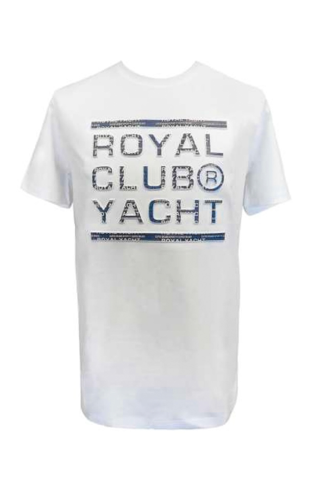 Biały t-shirt z napisem 3D ROYAL CLUB YACHT (1601-1) zdjęcie 1