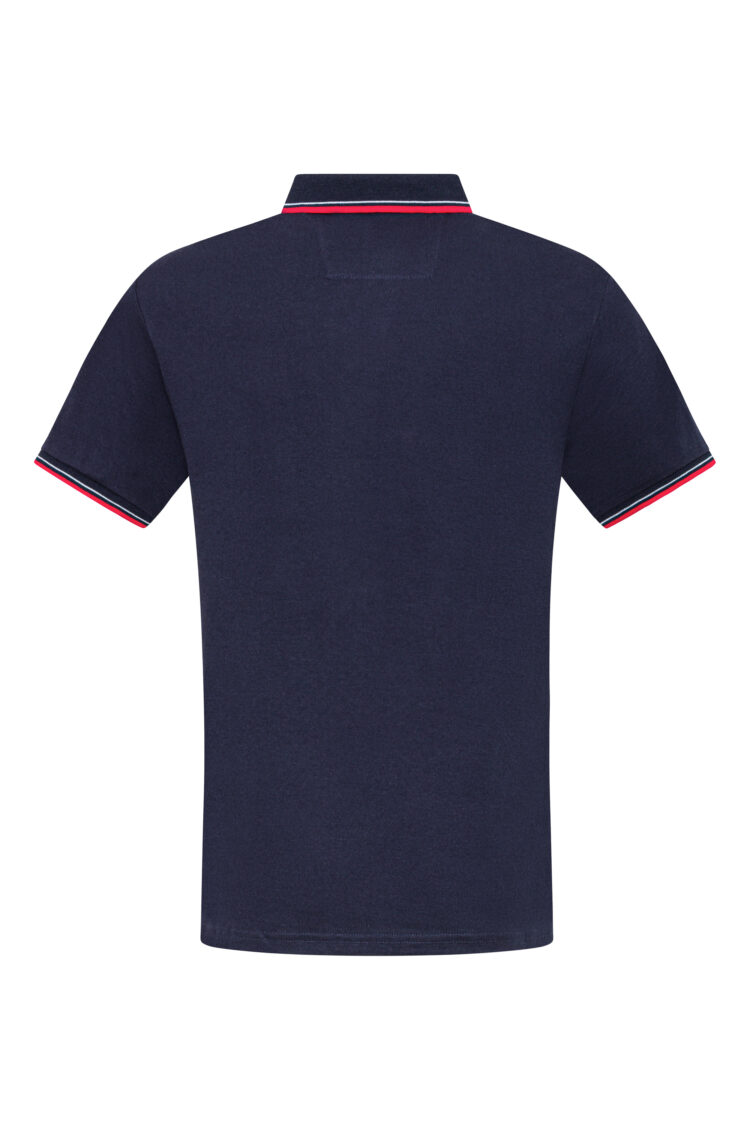 Navy blue classic polo shirt with red inserts (0779-1) zdjęcie 4