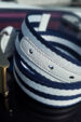 Trouser belt, white, navy blue (0530-18) - maximum length 97 cm miniaturka 2