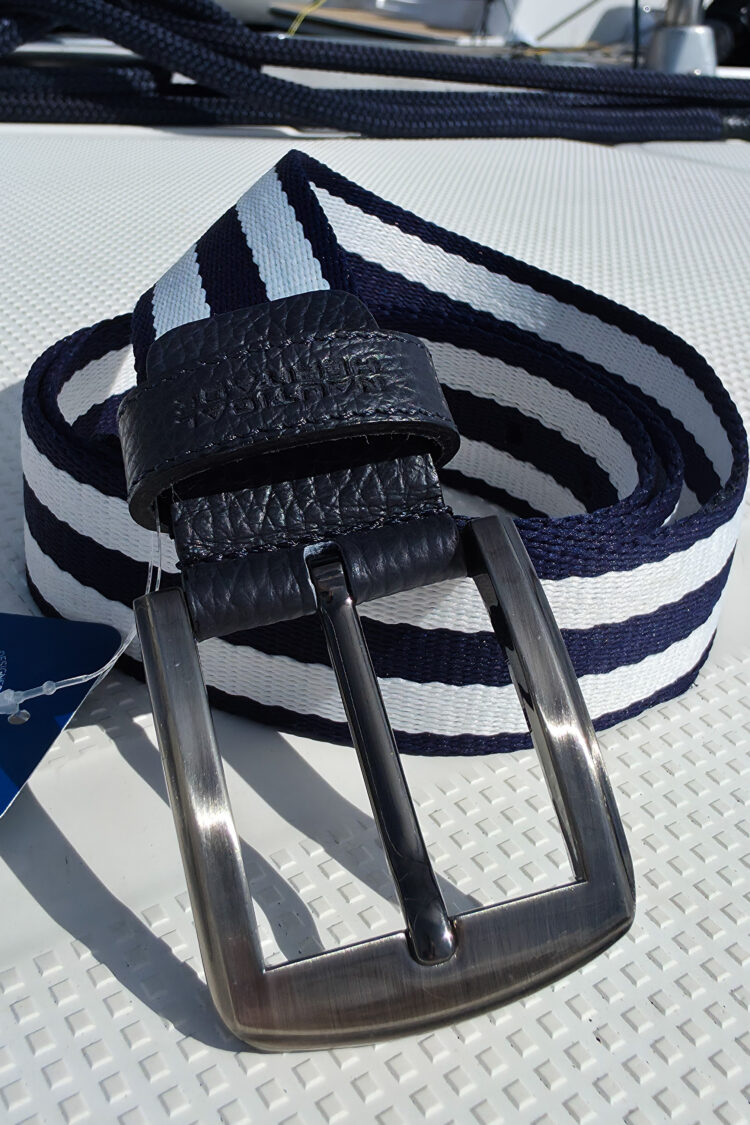 White belt with navy blue stripes (0530-18) zdjęcie 1