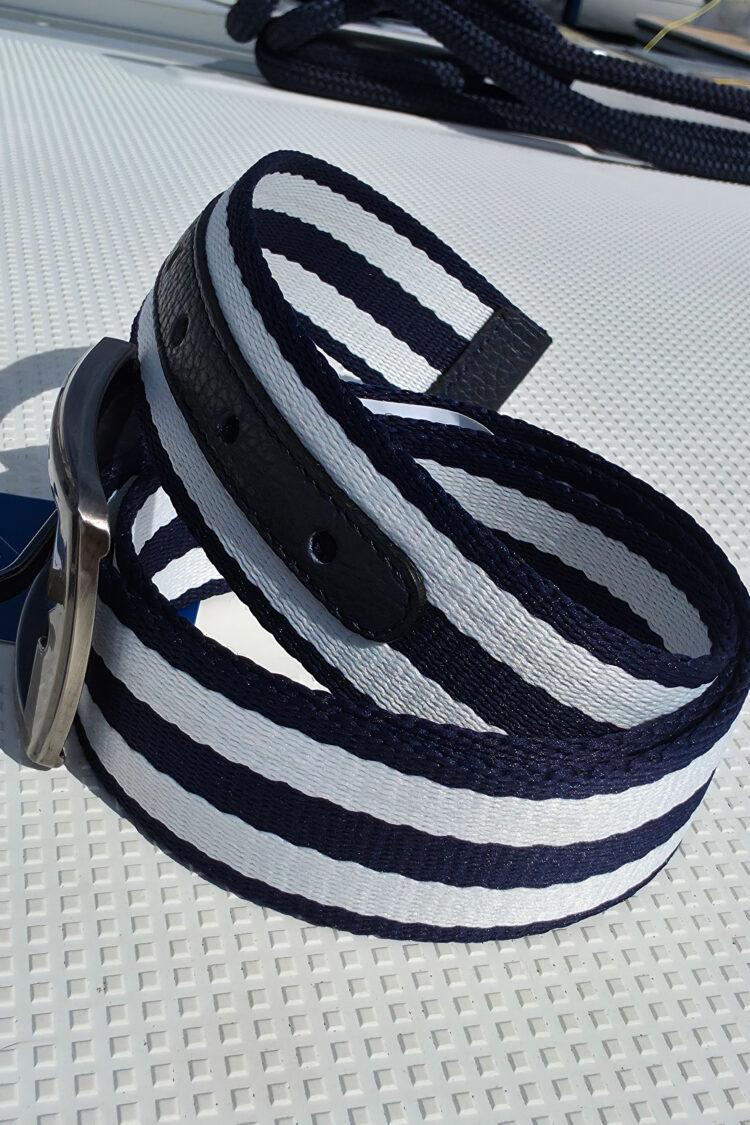 White belt with navy blue stripes (0530-18) zdjęcie 2