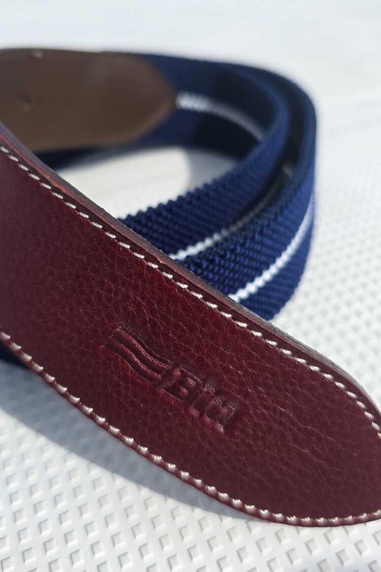 RUBBER navy blue/white trouser belt (0533) - maximum length 105 cm to 120 cm when stretched zdjęcie 6