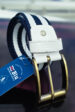 Trouser belt, white, navy blue (0530-18) - maximum length 97 cm miniaturka 1