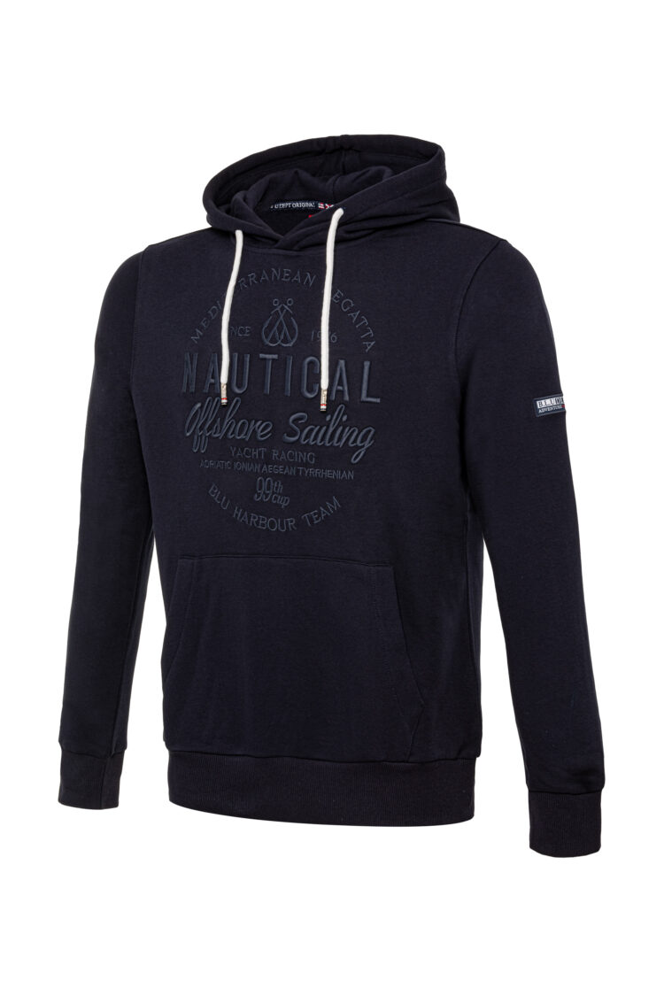 Navy blue men's hoodie BLU Nautical Offshore Sailing (0796) zdjęcie 1