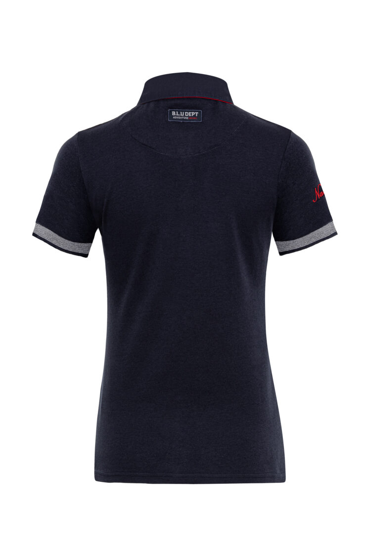 Navy blue women's polo shirt BLU (1381) zdjęcie 2
