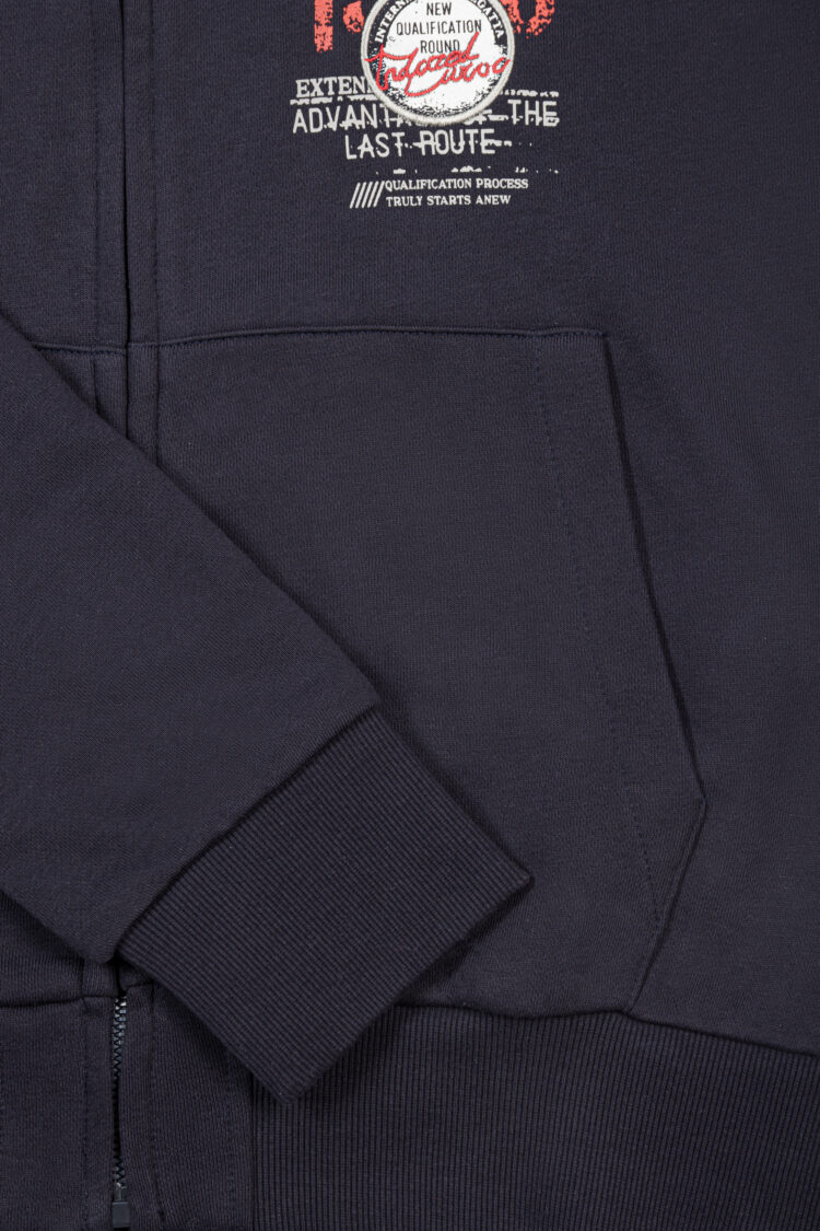 Men's BLU sailing sweatshirt – navy blue with hood, zip-up NAUTICAL (0798-2) zdjęcie 4